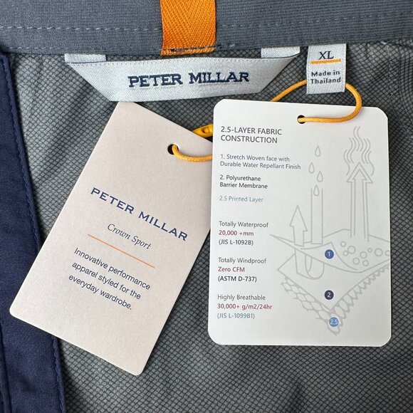 Peter Millar Men's Sport Shield Short Sleeve Golf Waterproof Rain Shell, XL Navy - Picture 9 of 16